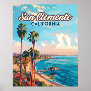 San Clemente California Beach Oranje County Retro Poster