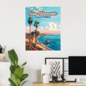 San Clemente California Beach Oranje County Retro Poster (Thuiskantoor)