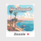 San Clemente California Beach Oranje County Retro Sticker (Vel)