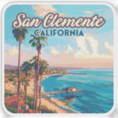 San Clemente California Beach Oranje County Retro Sticker (Voorkant)