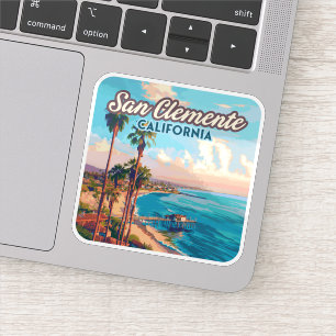 San Clemente California Beach Oranje County Retro Sticker