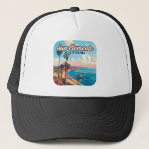 San Clemente California Beach Oranje County Retro Trucker Pet