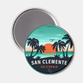 San Clemente California Retro Sunset Souvenirs 80s Magneet (Voorkant / Achterkant)