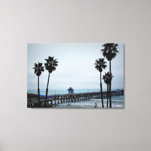 San Clemente Pier - 3-paneelcanvas Canvas Afdruk
