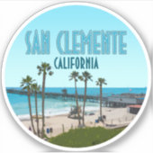 San Clemente Pier Beach California  Sticker (Voorkant)