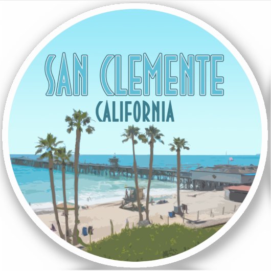 San Clemente Pier Beach California  Sticker (Voorkant)