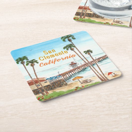 San Clemente Pier California  Kartonnen Onderzetters (Schuin)