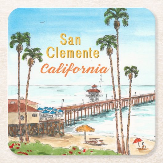 San Clemente Pier California  Kartonnen Onderzetters (Voorkant)