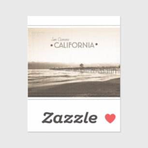 San Clemente Pier California retro sepia Sticker
