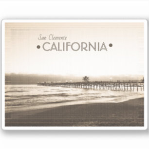 San Clemente Pier Californië retro vintage sepia   Sticker