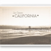 San Clemente Pier Californië retro vintage sepia Sticker (Voorkant)