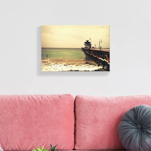San Clemente pier-canvas-surf n storm Canvas Afdruk (Insitu (Woonkamer))