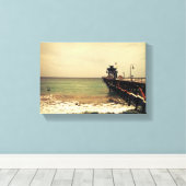 San Clemente pier-canvas-surf n storm Canvas Afdruk (Insitu (Houten vloer))