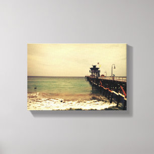 San Clemente pier-canvas-surf op storm Canvas Afdruk