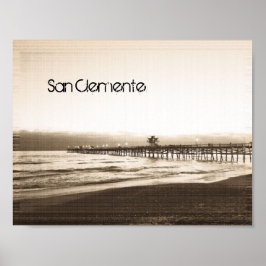 San Clemente pier vintage Californische foto Poster