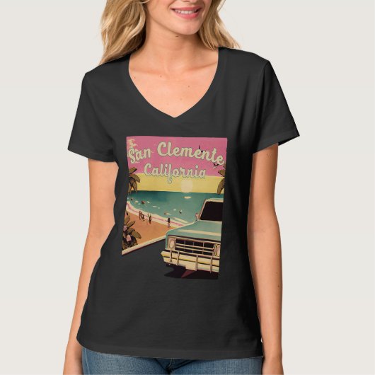 San Clemente Retro Beach Vacation Souvenir San Cle T-shirt (Voorkant)