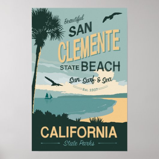 San Clemente State Beach Travel Poster (Voorkant)