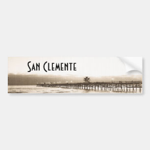San Clemete pier Californië strand vintage foto Bumpersticker