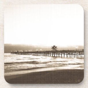 San Clemete pier Californië strand vintage foto Drankjes Onderzetter