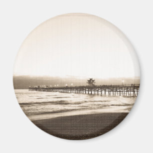 San Clemete pier Californië strand vintage foto Magneet