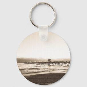 San Clemete pier Californië strand vintage foto Sleutelhanger