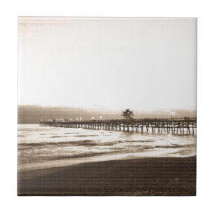 San Clemete pier Californië strand vintage foto Tegeltje