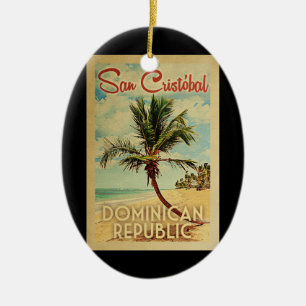 San Cristobal Palm Tree Vintage Travel Keramisch Ornament