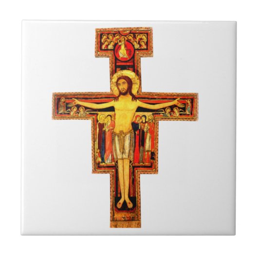 San Damiano Crucifix Cross-keramische Tegel Tegeltje (Voorkant)