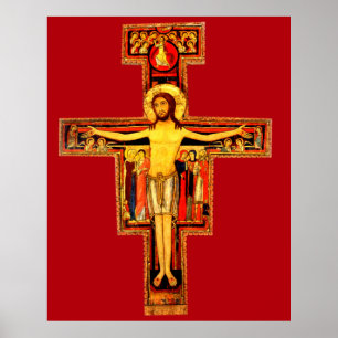 San Damiano Red Crucifix Poster Extra groot