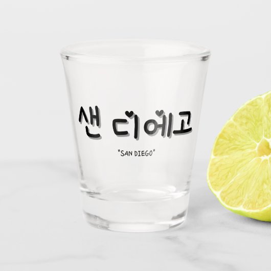 San Diego 샌 에 고 in Koreaans SOJU Shot Glass Glas (Voorkant)