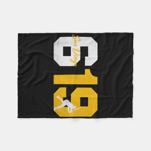 San Diego 619  90s Honkbal Speler Silhouet Fleece Deken (Voorkant (Horizontaal))
