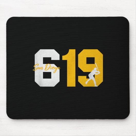 San Diego 619  90s Honkbal Speler Silhouet Muismat (Voorkant)