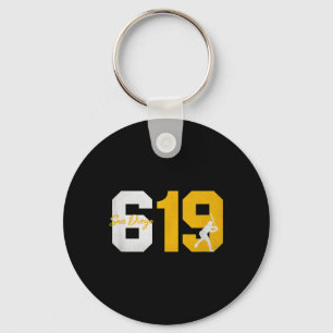 San Diego 619 90s Honkbal Speler Silhouet Sleutelhanger