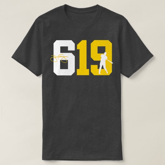 San Diego 619 Area Code Baseball geïnspireerd T-shirt (Design voorkant)