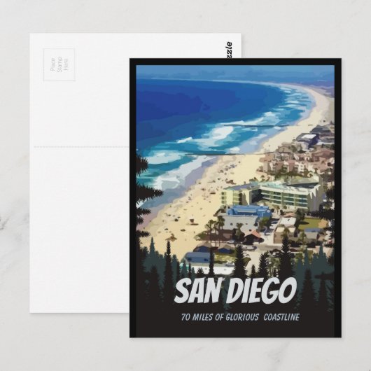 San Diego 70 mijl van glorieus kustgebied Briefkaa Briefkaart (Voorkant / Achterkant)