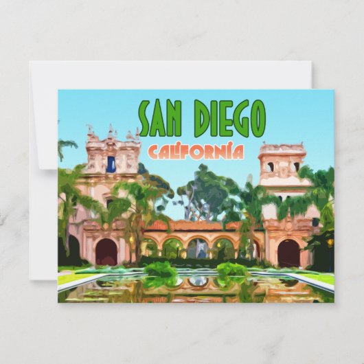 San Diego Balboa Park Californische  platte Kaart (Voorkant)