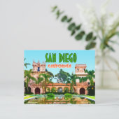 San Diego Balboa Park Californische Vintage Briefkaart (Staand voorkant)