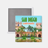 San Diego Balboa Park Californische Vintage Magneet (Voorkant / Achterkant)