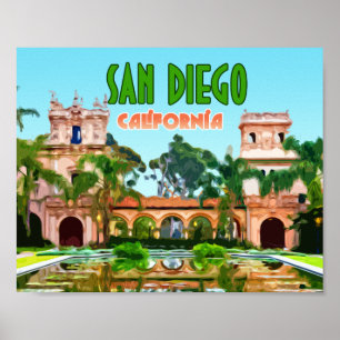 San Diego Balboa Park Californische Vintage Poster