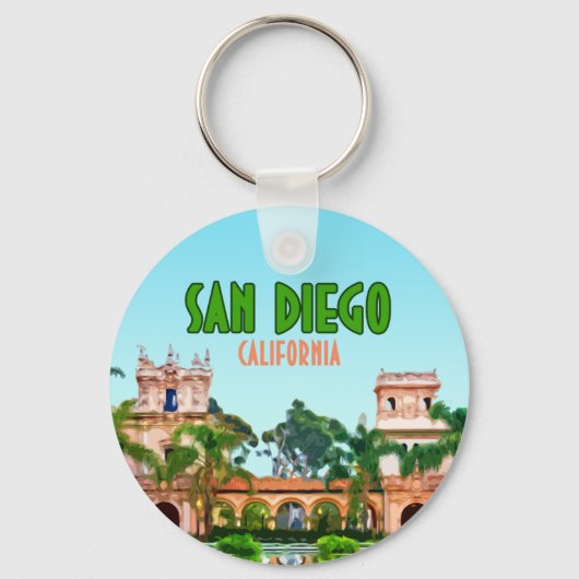 San Diego Balboa Park Californische Vintage Sleutelhanger (Voorkant)