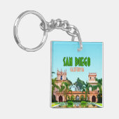 San Diego Balboa Park Californische Vintage Sleutelhanger (Voorkant Links)