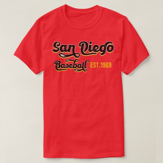  San Diego Baseball EST1969 Honkbal Liefhebber T-shirt (Design voorkant)