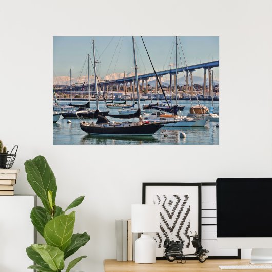 San Diego Bay en Bridge Poster (Thuiskantoor)