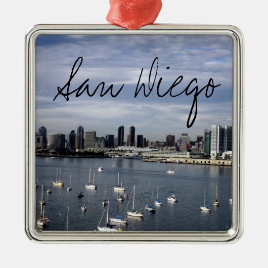 San Diego Bay en Skyline Metalen Ornament (Voorkant)