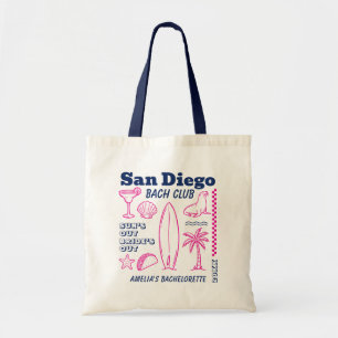 San Diego Beach Bachelorette Feest Doodle Tekening Tote Bag