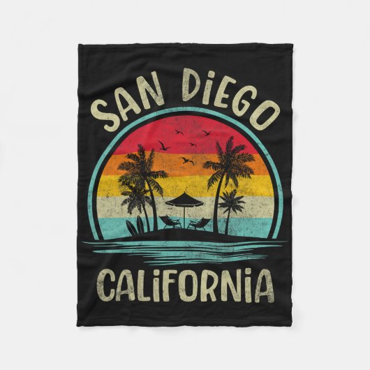 San Diego Beach California Palm Tree Family Summer Fleece Deken (Voorkant)