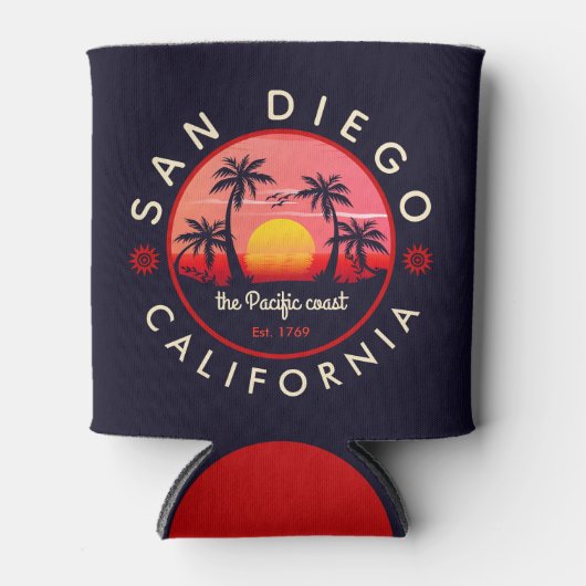 San Diego Beach California Retro Sunset Souvenir Blikjeskoeler (Voorkant)