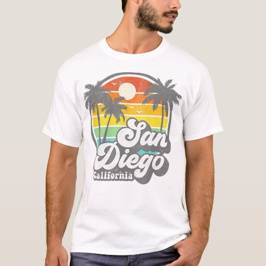  San Diego Beach California Surfing Retro S T-shirt (Voorkant)