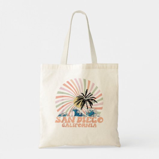  San Diego Beach California Surfing Retro S Tote Bag (Achterkant)