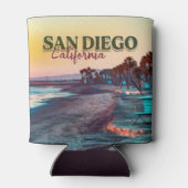 San Diego Beach Californië Waterverf Zonsondergang Blikjeskoeler (Achterkant)